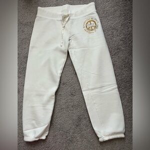 PINK Victoria's Secret Cream Jogger Sweatpants with Gold Crest